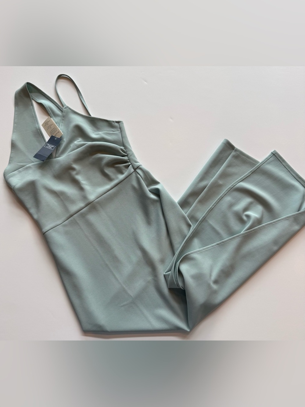 Abercrombie Fitch Women’s S Mint Green Asymmetrical Ruched Bodycon Long Dress